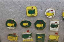 Masters Tournament Employee Pins (19) In Framed Piece - Run of 1998-2016