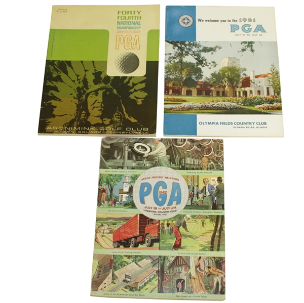 PGA Championship Programs - 1960, 1961 & 1962 - Hebert, Barber & Player Victories