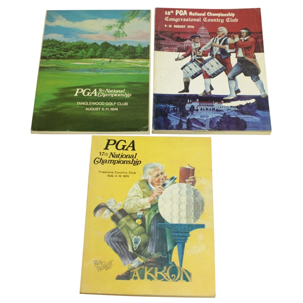 PGA Championship Programs - 1974, 1975 & 1976 - Trevino, Nicklaus & Stockton Victories
