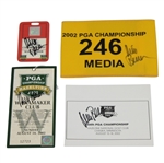 Rich Beem Signed 2002 PGA Championship Final Round Ticket, Media Armband, Club Credentials & Scorecard JSA ALOA