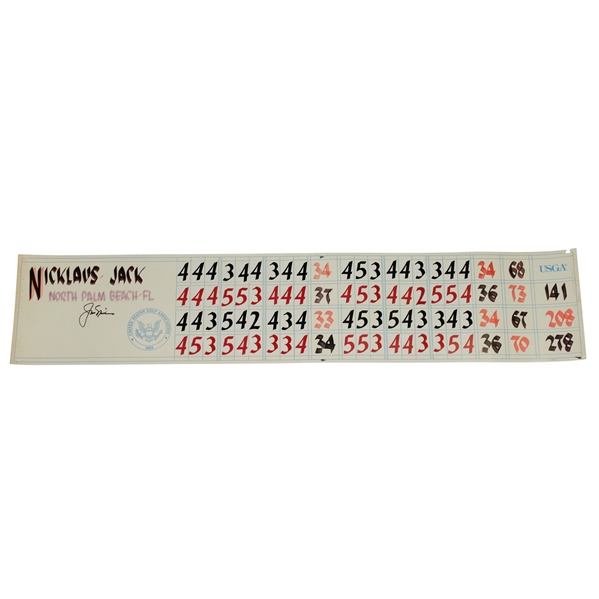 Jack Nicklaus Signed 1993 US Senior Open at Cherry Hills Hand-Written Scoreboard- Tournament Used in Victory JSA ALOA