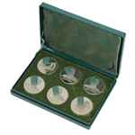 Memorial Tournament Silver Coins in Case Featuring Jones, Hagen, Ouimet, Sarazen, Nelson & Vardon