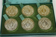 Memorial Tournament Silver Coins in Case Featuring Jones, Hagen, Ouimet, Sarazen, Nelson & Vardon