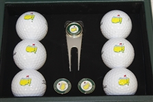 Masters Tournament Undated Ball Set in Leather Case - w/ Markers & Divot Tool
