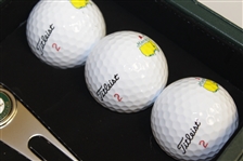 Masters Tournament Undated Ball Set in Leather Case - w/ Markers & Divot Tool