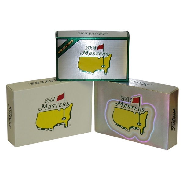 Masters Tournament Complete Sets of Titleist Golf Balls in Sleeves & Boxes - 2001, 2003 & 2004 