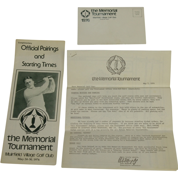 Tribute to Bobby Jones Inaugural 1976 Memorial Tournament Scorecard, Pairing Sheet & Correspondence 