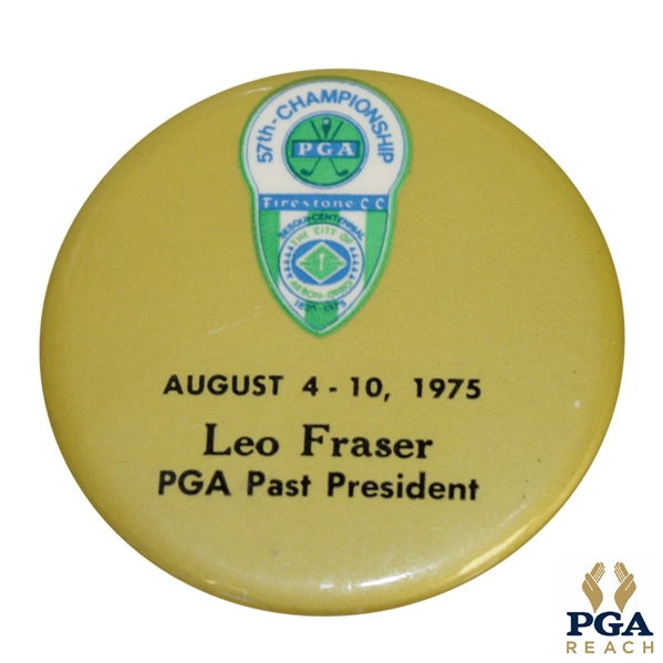 1975 PGA Championship at Firestone CC Past PGA President Leo Frasers Credentials Badge - Nicklaus Win