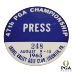 1965 PGA Championship at Laurel Valley GC Press Credentials Badge - Dave Marr Win
