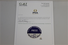 1965 PGA Championship at Laurel Valley GC Press Credentials Badge - Dave Marr Win