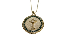 2006 Ryder Cup at The K Club 14k Gold Necklace w/ Emerald Green Accents - In Original Box
