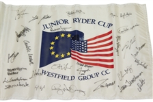 Rory McIlroy & Tony Finau Signed 2004 Junior Ryder Tournament Used Flag - US & Europe Teams JSA ALOA