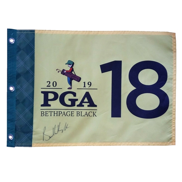 Brooks Koepka Signed 2019 PGA Championship at Bethpage Black Flag JSA ALOA