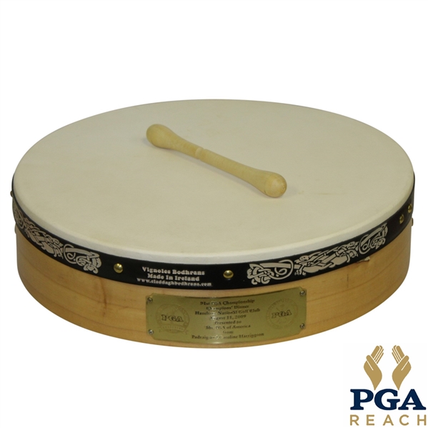Padraig Harringtons 2009 PGA Champions Dinner Gift - Vignoles Bodhrans Drum with Drumstick - Made in Ireland