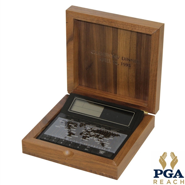 Lee Trevinos 1995 PGA Seniors Championship Champions Dinner Gift - Digital Clock w/ Engraved Wooden Box