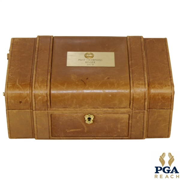 John Mahaffeys 1979 PGA Championship Champions Dinner Gift - Leather Jewelry / Trinket Box w/ Engraved Nameplate