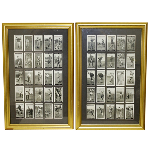 1927 Churchman Famous Golfers Set of 50 Cards Framed Presentation - Inc. Morris, Jones & Vardon