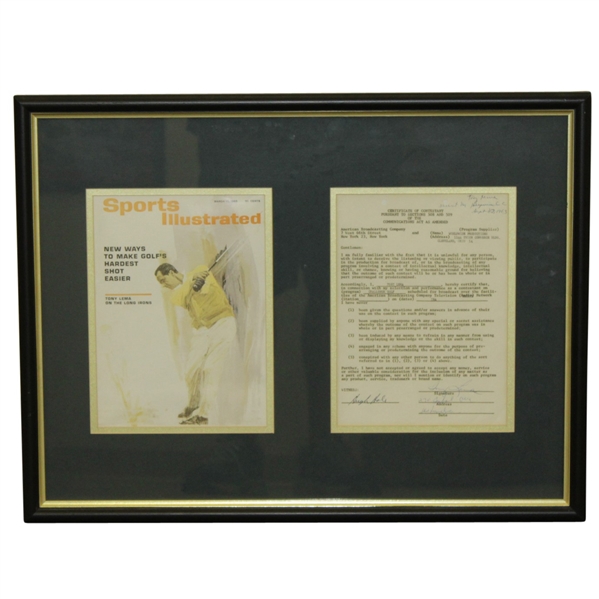 Tony Lema Signed 1963 Challenge Golf Contract with Sports Illustrated Cover Framed Presentation JSA ALOA
