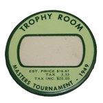 1949 Masters Tournament Trophy Room Badge In Great Condition - Snead Victory