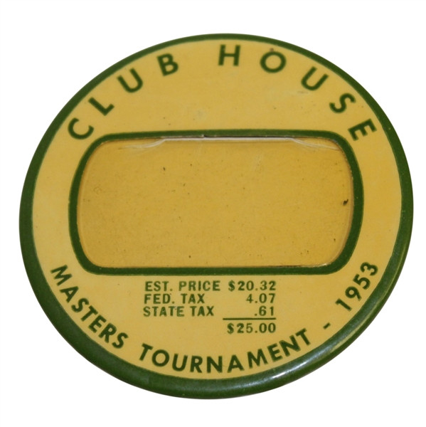 1953 Masters Tournament Clubhouse Badge - Ben Hogan Win