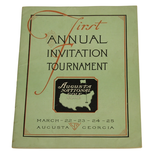 1934 Augusta National First Annual Invitation (Masters) Tournament Program - Excellent Condition