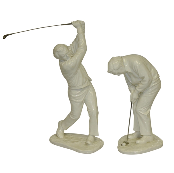 Arnold Palmer Porcelain Statues By Noritake w/ Original Box - Putting & Post-Swing