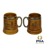 Lord Nelson Pottery of England Pair of Golf Themed Coffee Mugs - Featuring 19th Hole Illustration on Backside