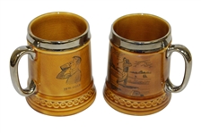 Lord Nelson Pottery of England Pair of Golf Themed Coffee Mugs - Featuring '19th Hole' Illustration on Backside