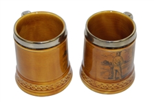 Lord Nelson Pottery of England Pair of Golf Themed Coffee Mugs - Featuring '19th Hole' Illustration on Backside