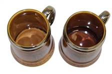 Lord Nelson Pottery of England Pair of Golf Themed Coffee Mugs - Featuring '19th Hole' Illustration on Backside