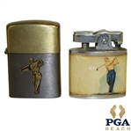 Pair of Post-Swing Golfer Vintage Lighters