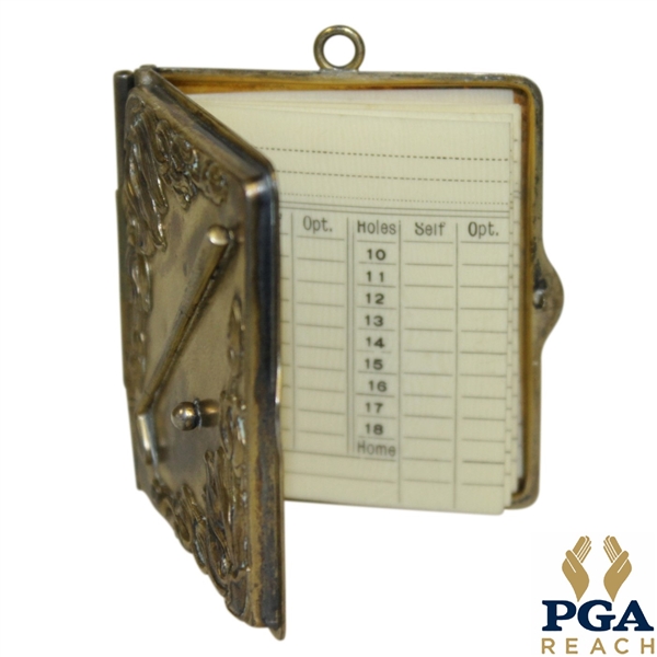 Antique Score Keeper w/ Ornate Crossed Clubs Cover Design - Original Writing Instrument Included