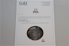 Washington State Golf Tournament 'Runner Up' Award Plate from 1920's