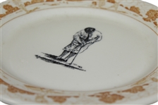 Decorative Golf-Themed Plate w/ Golfer In Plus Fours - Bobby Jones Likeness 
