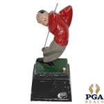 Cast Iron Painted Cartoon Golfer Statue / Figure