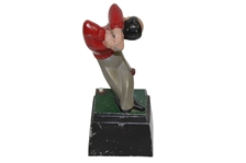 Cast Iron Painted Cartoon Golfer Statue / Figure