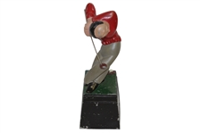 Cast Iron Painted Cartoon Golfer Statue / Figure
