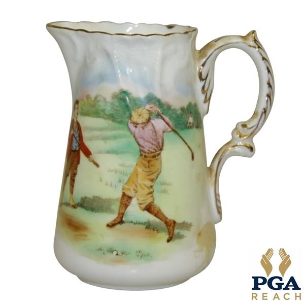 The Foley China Fine China Pitcher Featuring golf Scene w/ Gold Trim From England - Far and Sure Design on Back