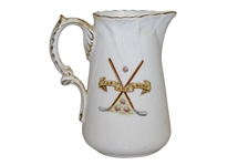 'The Foley China' Fine China Pitcher Featuring golf Scene w/ Gold Trim From England - 'Far and Sure' Design on Back
