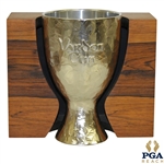 Silverplate Vardon Cup w/ Embossed Lettering & Hammered-Like Surface in Wood Case