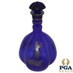 Lobed Blue Glass Decanter With Silver Overlay Golfer