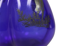 Lobed Blue Glass Decanter With Silver Overlay Golfer