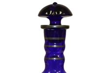 Lobed Blue Glass Decanter With Silver Overlay Golfer