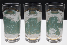 Set of 6 Famous Golf Course Glass Tumblers - Oakmont, Mid-Ocean, Oakland Hills, Pebble Beach, August National and Baltusrol