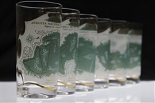 Set of 6 Famous Golf Course Glass Tumblers - Oakmont, Mid-Ocean, Oakland Hills, Pebble Beach, August National and Baltusrol