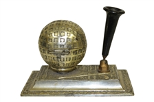 Golf Ball Desk Inkwell w/ Writing Instrument Holder
