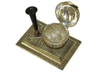 Golf Ball Desk Inkwell w/ Writing Instrument Holder