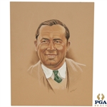 Walter Hagen Ryder Cup Captain Pastel Drawing Signed by Artist M. Mullins