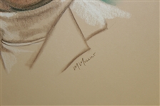 Ben Hogan Ryder Cup Captain Pastel Drawing Signed by Artist M. Mullins