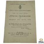 1934 Open Championship at Royal St George Program - Henry Cottons 1st Open Championship Win